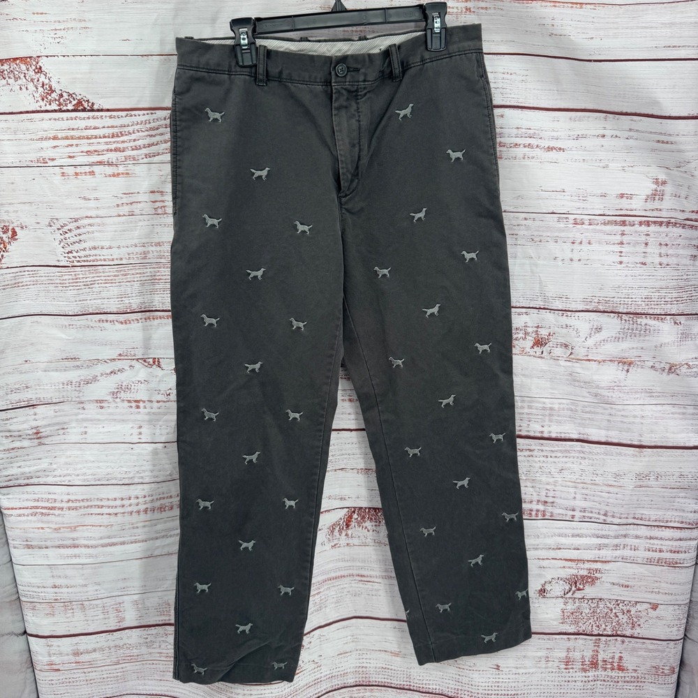 J.Crew Broken In Classic Fit Mens Gray Dog Print‎ Chino Pants 34x32